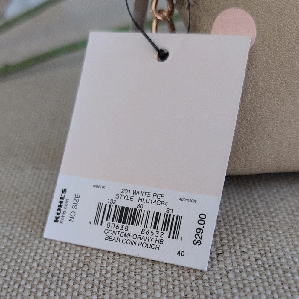 LC Lauren Conrad Beige Bear Coin Pouch